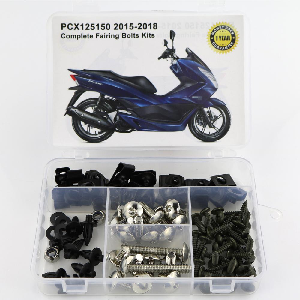 Per Honda PCX125 PCX 150 2015 2016 2017 2018 Kit Completo di Bulloni Viti Clip Dadi Rapidi Tappi di Copertura per Carene Acciaio