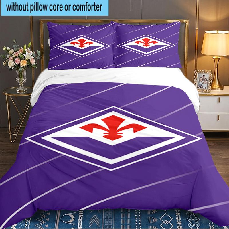 3PCS Fiorentina Football Club Bedding set,Ideal for1pc Duvet Cover And 2pcs Pillowcases Perfect for Christmas gift,Ideal for Bedroom, Dormitory