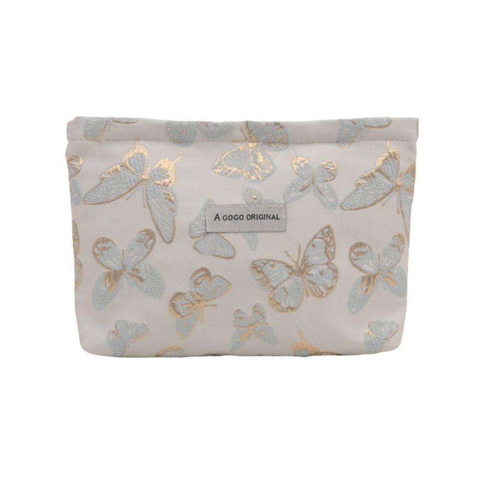 Fashion Canvas Makeup Bag Butterfly Blue Toiletry Bag Pink Cosmetics Storage Bag Travel