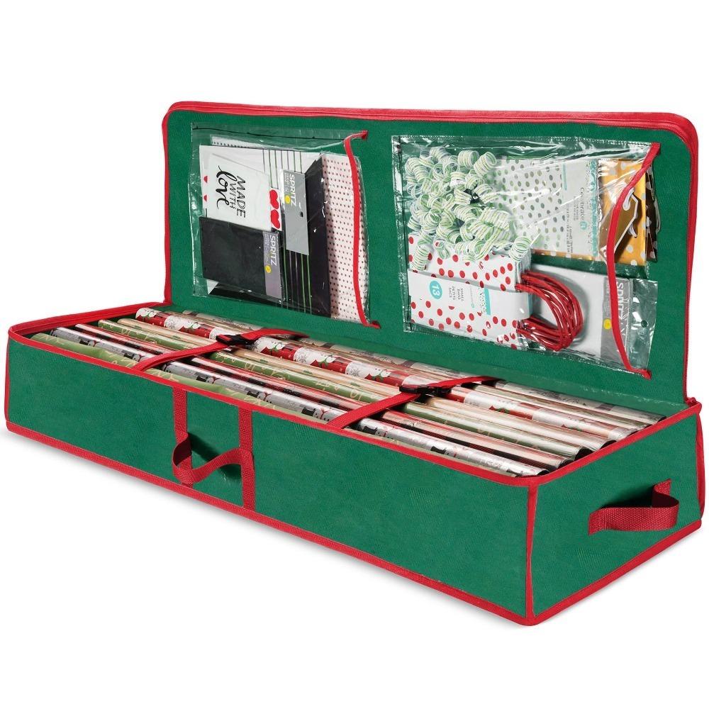 Oxford Christmas Wrapping Paper Storage Bag Washable Dustproof Xmas Ornament Organizer Large Capacity Reusable Under Bed Storage зелёный 3250₽