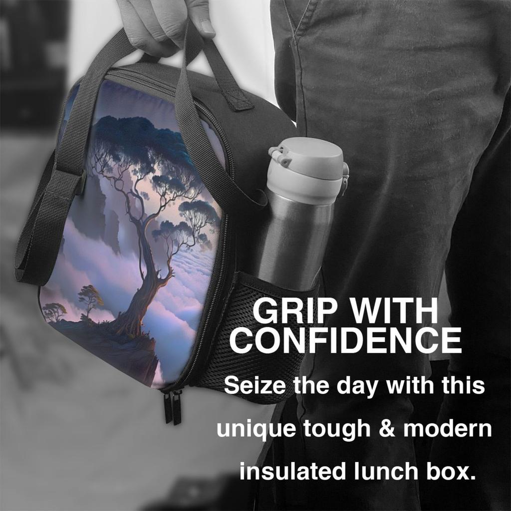 1pc White Cloud Tree Pattern, Portable Reusable Cooler Bag, Insulation Lunch Bag, Essential for Camping Picnic Beach,