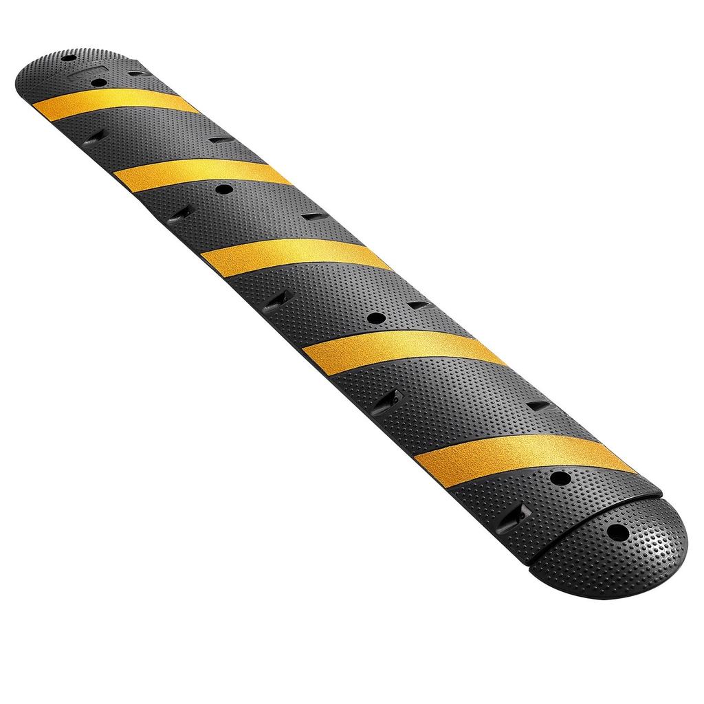 1830MM Rubber Speed Bump, 2 Channel, Heavy Duty Traffic Speed Hump, 9,979 kg/axle Load Capacity, Cable Protector Ramp with Expansion Screws, for