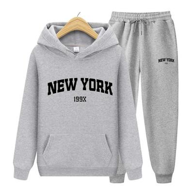 Trainingsanzug 2-teiliges Set 199X New York Print Sweatshirt Hoodies Sweatshirt + Hosenanzug Hoodie Sportbekleidung Jogging Herren-Sets