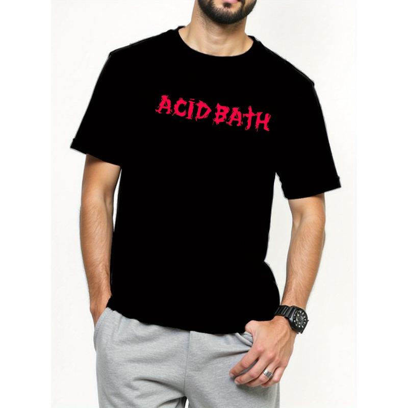 

Men S ACID BATH Graphic Tee - Vibrant Orange, Casual Crew Neck Short Sleeve T-Shirt, Perfect for Streetwear & Sportswear, Sportswear Tee S чёрный