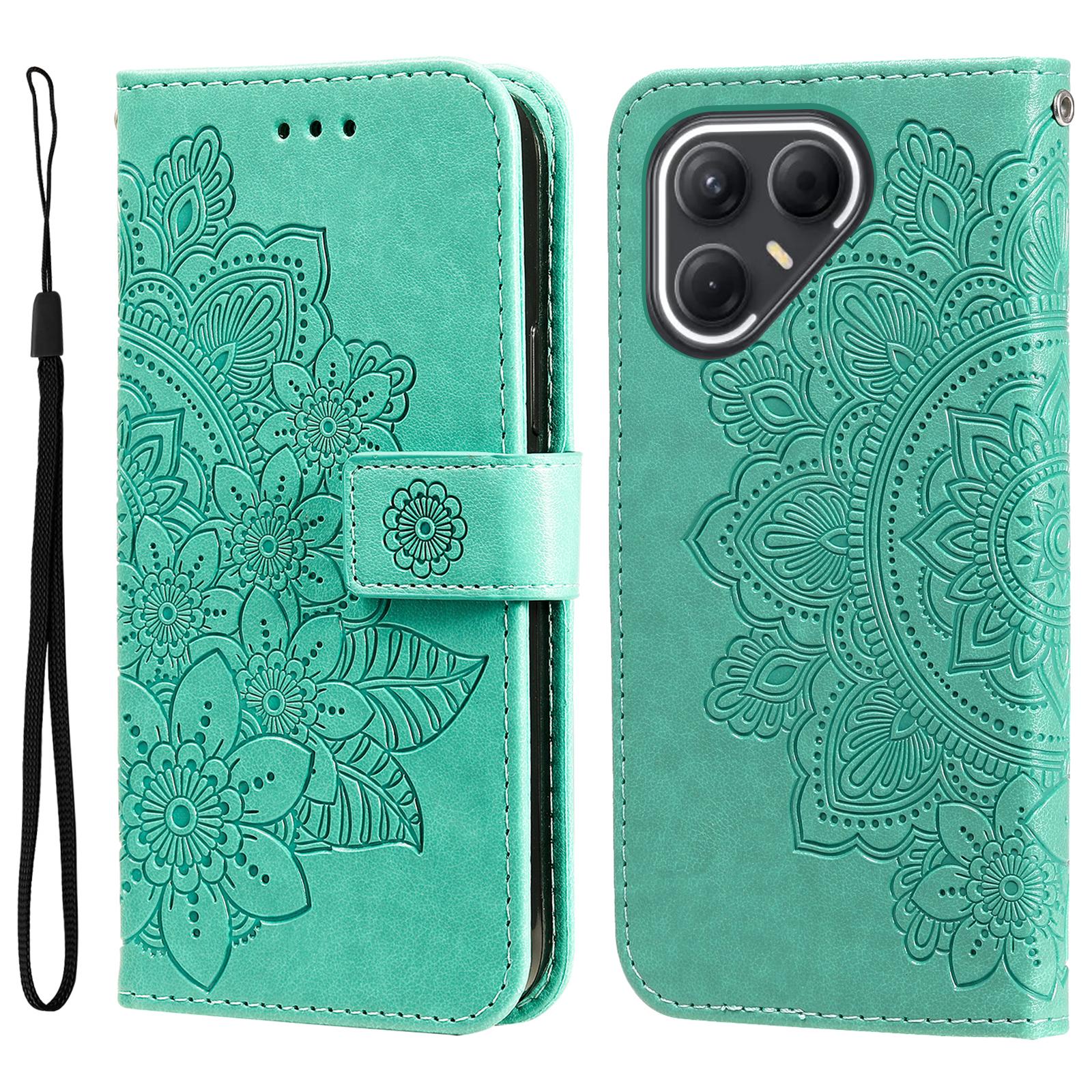 

For TECNO Pova 7 5G Case Floral Pattern PU Leather Wallet Stand Phone Cover Green