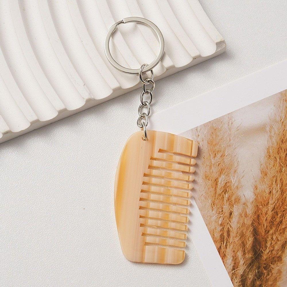 New Mini Comb Keychain Comb Colorful Hanging Ornament Keyring Resin Key Chain Bag Decoration