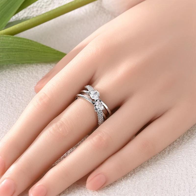 Original 925 Silver Shine Zircon Wedding Ring Simple Ring for Women Love Fashion Stackable Rings Popular Anniversary Jewelry