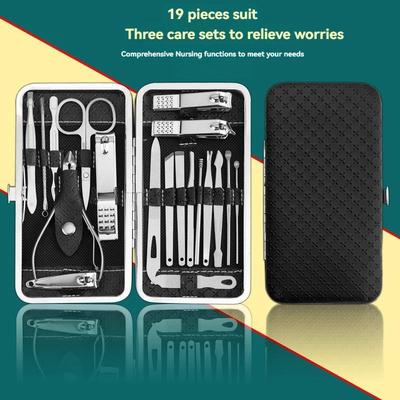 19-teiliges Nagel-Scheren-Set aus Edelstahl Komplettset Nagelknipser Haushalt Nagelhautzange Maniküre-Werkzeuge Nagelknipser