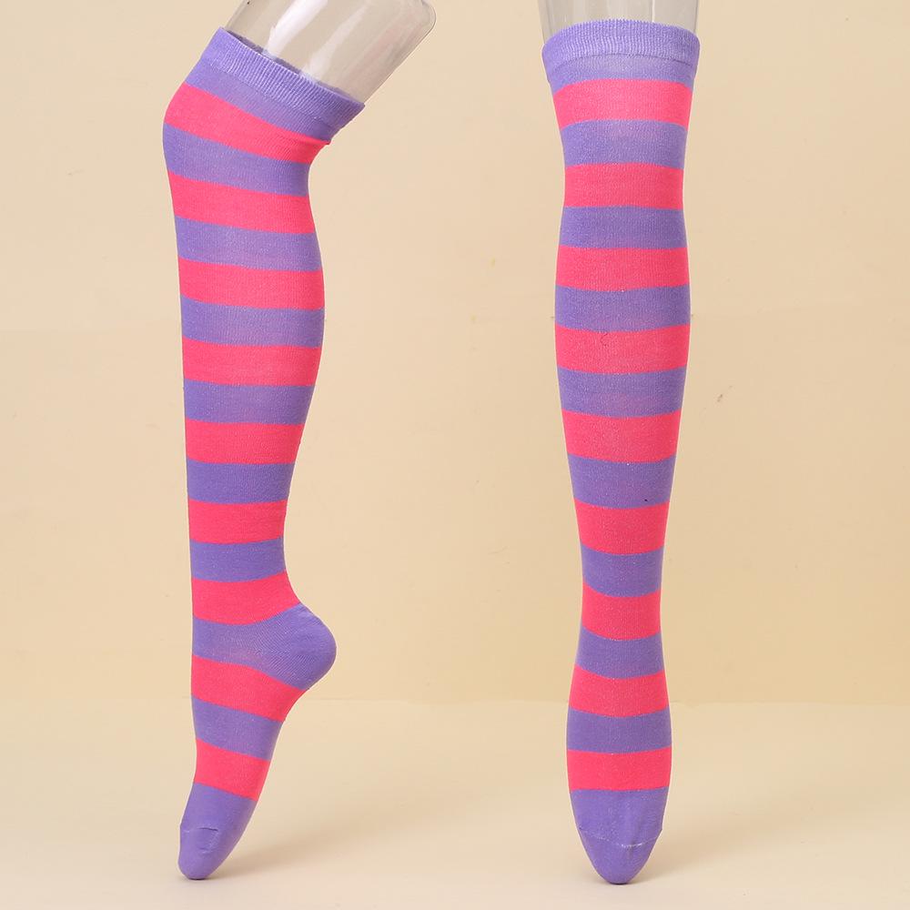 European & American Halloween Christmas Striped Over-the-Knee Socks for Women's Cosplay