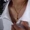 316L Stainless Steel Chains Necklaces For Women 18k Gold Plated Waterproof Non Tarnish Women's Necklace With Ball Pendant