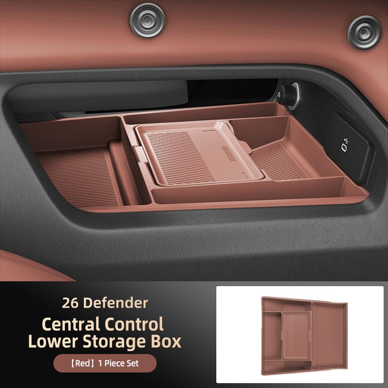 For Land Rover Defender 2025 2026 Central Control Storage Box Double Layer Waterproof Anti-Slip Car Organizer with Privacy Cover
