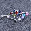 Heart Belly Button Rings Internal Thread Body Jewelry Shiny Belly Piercing  Girl