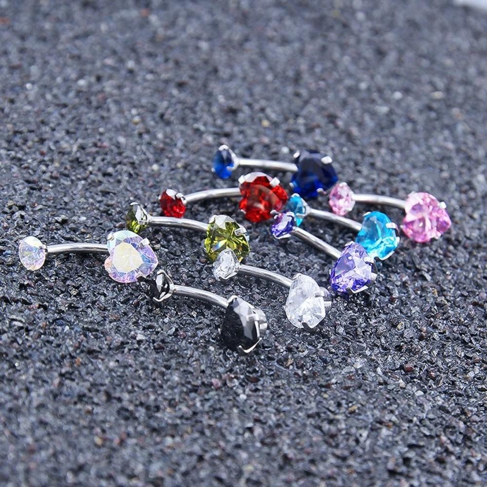 Heart Belly Button Rings Internal Thread Body Jewelry Shiny Belly Piercing  Girl