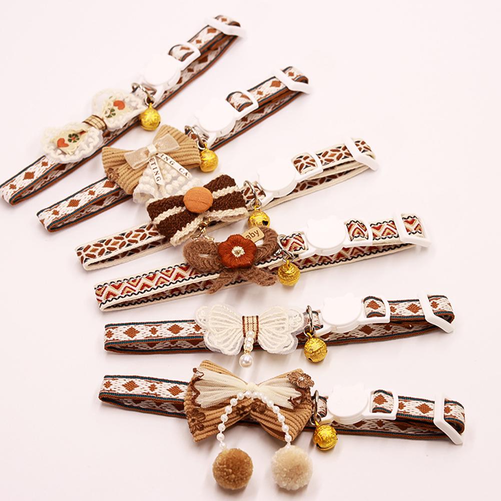 Cute Adjustable Pet Cat Collar Bell Collar Kitten Necklace Pet Collars for Small Dog Necklace Party Photo Props