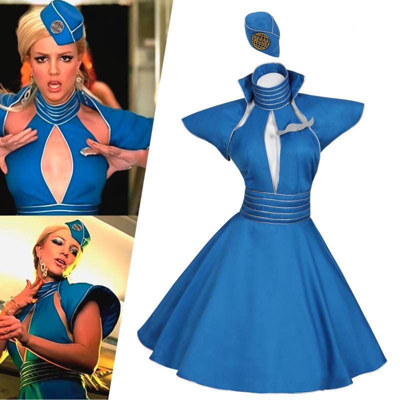 Britney Spears Cosplay Costume Starlet Flight Attendant Uniform For Halloween Party