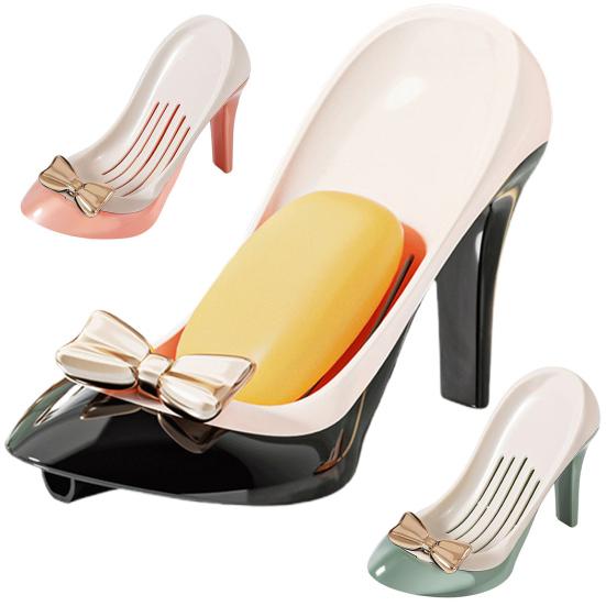1/2Pcs Soap Box with Convenient Suction Cup High Heels Design Self-Draining Soap Dish Plastic Soap Holder Multi-Functional Organizer