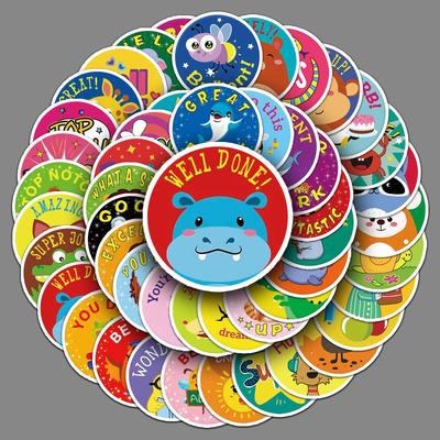50 Children's Rewards Doodle Personality Cartoon Animal Gauze DIY Skateboard Suitcase Stickers Waterproof