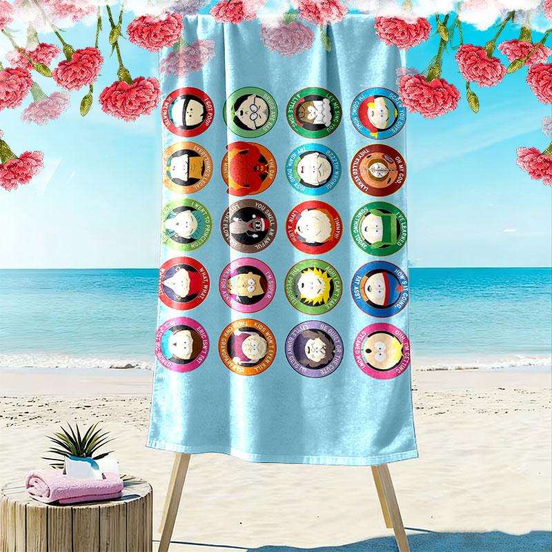 South Park Print Beach Towel, Large Soft Quick Dry Towel for Beach Camping Swimming