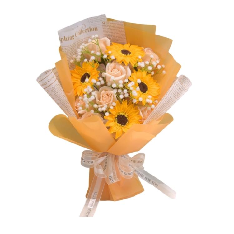 

Artificial Flower Bouquet Handmade Soap Flower for Valentines Day Anniversary Graduate Teacher Gift 1 жовтий
