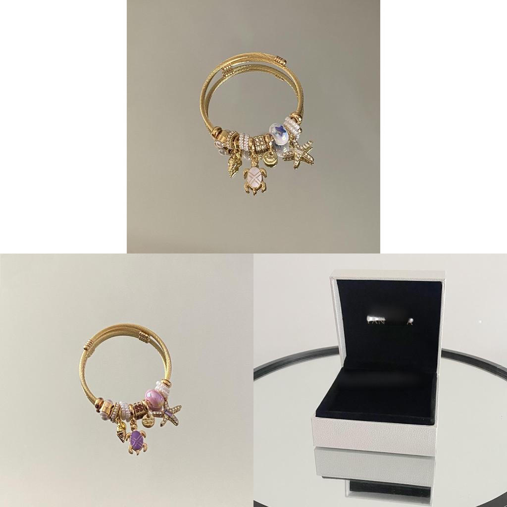 Ocean Breeze Shell And Starfish Jewelry Bracelet With Stainless Steel Material For Summer Vacation Style