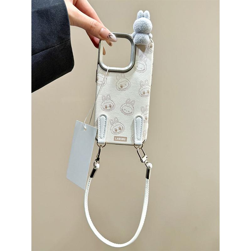 Bonbonfarbe Niedliches Dreidimensionales Labubu Geeignet für Apple 16promax Handyhülle iPhone 15 Plüsch 13