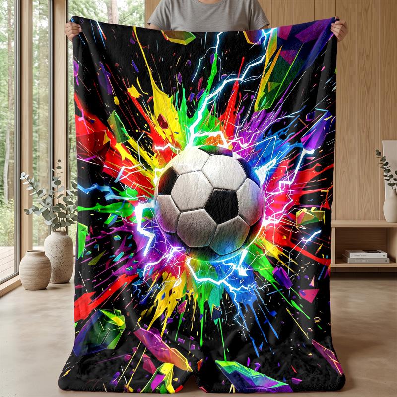 Soccer Ball Energy Burst 2 Theme blanket Lightweight Warm Flannel Blanket Decorative Throw Blanket for Home Decoration