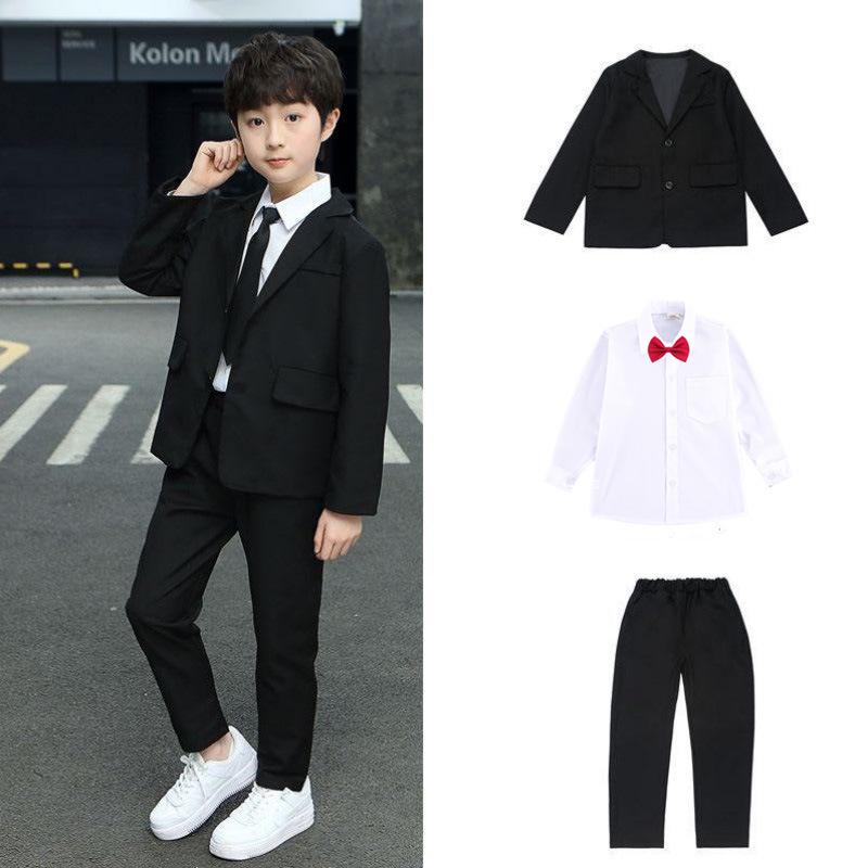 Charming Children's British-Style Three-Piece Suit: Tuxedo Jacket for Boys' Piano Performance