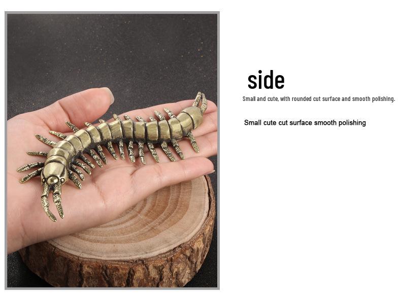 Antique Replica Chinese Centipede Brass Sculpture: Solid Copper Hundred-Legged Worm Tea Pet Handicraft