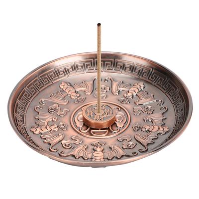 Räucherstäbchenhalter Fünf Segnungen Platte Stäbchenbrenner Ständer Lila Bronze Zinklegierung Heimverehrung