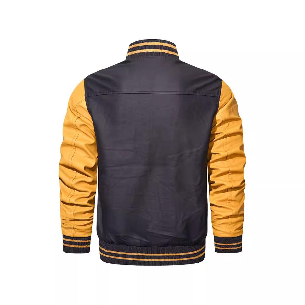 Autumn and winter men's leather jacket baseball jersey PU men's jacket