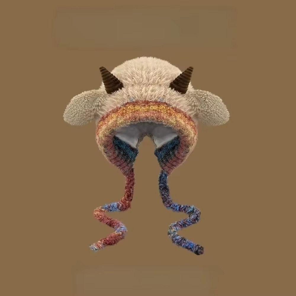 Korean Style Ear Protection Hat Soft Women Fluffy Hat Plush Pullover Hats Autumn and Winter