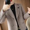 Women's Double-Sided Wool Coat - Petite, Long Sleeve, Short Top, Stylish Spring/Autumn Suit