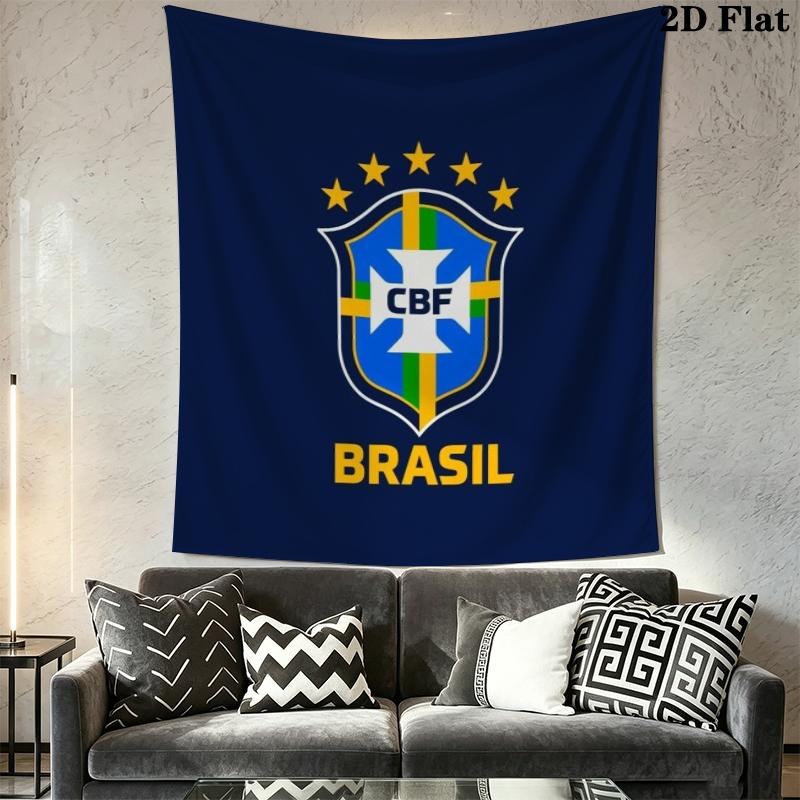 Brazilian Football Wall Tapestry Aesthetic Wall Hanging Printed Fabric Blanket Decorative Tapestries for Bedroom Living Room Home Decor