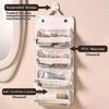 Folding Leather Waterproof Cosmetic Bag, Roll Up Travel Makeup Bag with 4 Detachable Clear Compartment Large Capacity Cosmetic Bags for Women