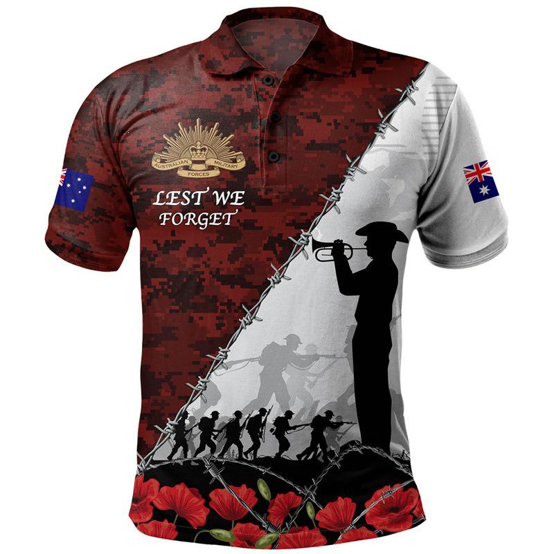 Anzac Day Men's Polo Shirt - Short Sleeve Lapel Golf Tee 2025