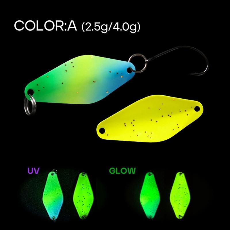 5pcs Glow Spinner Baits Rhombus Spoon Lures Double Side Painting Copper Spoon Fishing Lures Fishing Tackle