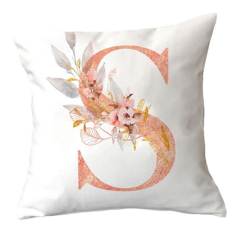 Ins Nordic Pillowcase Pink Letter Cushion Pillowcase Car Sofa Waist Home Furnishing