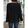 Women's Autumn Winter V-Neck Color Block Top, Oversized Drop Shoulder Long Sleeve Casual Loose Fit Sporty Streetwear Shirt