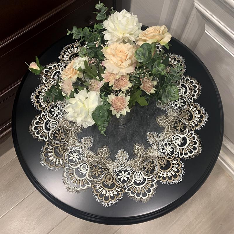 British Lace Leaf Border Transparent Bedroom Kitchen Tablecloth Hotel Restaurant Round Table Antifouling Cover Cloth Decoration