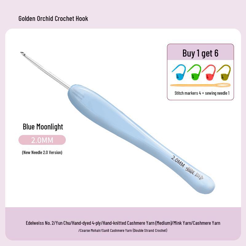 Soft Grip Resin Crochet Hook with Hand-Polished Stainless Steel Needle for Doll and Wool Knitting