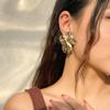 Salircon Gothic Liquid Metal Flower Stud Earrings Fashion Folded Gold Color Earrings Women's Charming Wedding Jewelry