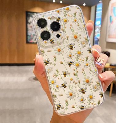Bee Flower Anti-Fall Clear Case for iPhone 14/15/16/17 Pro Max