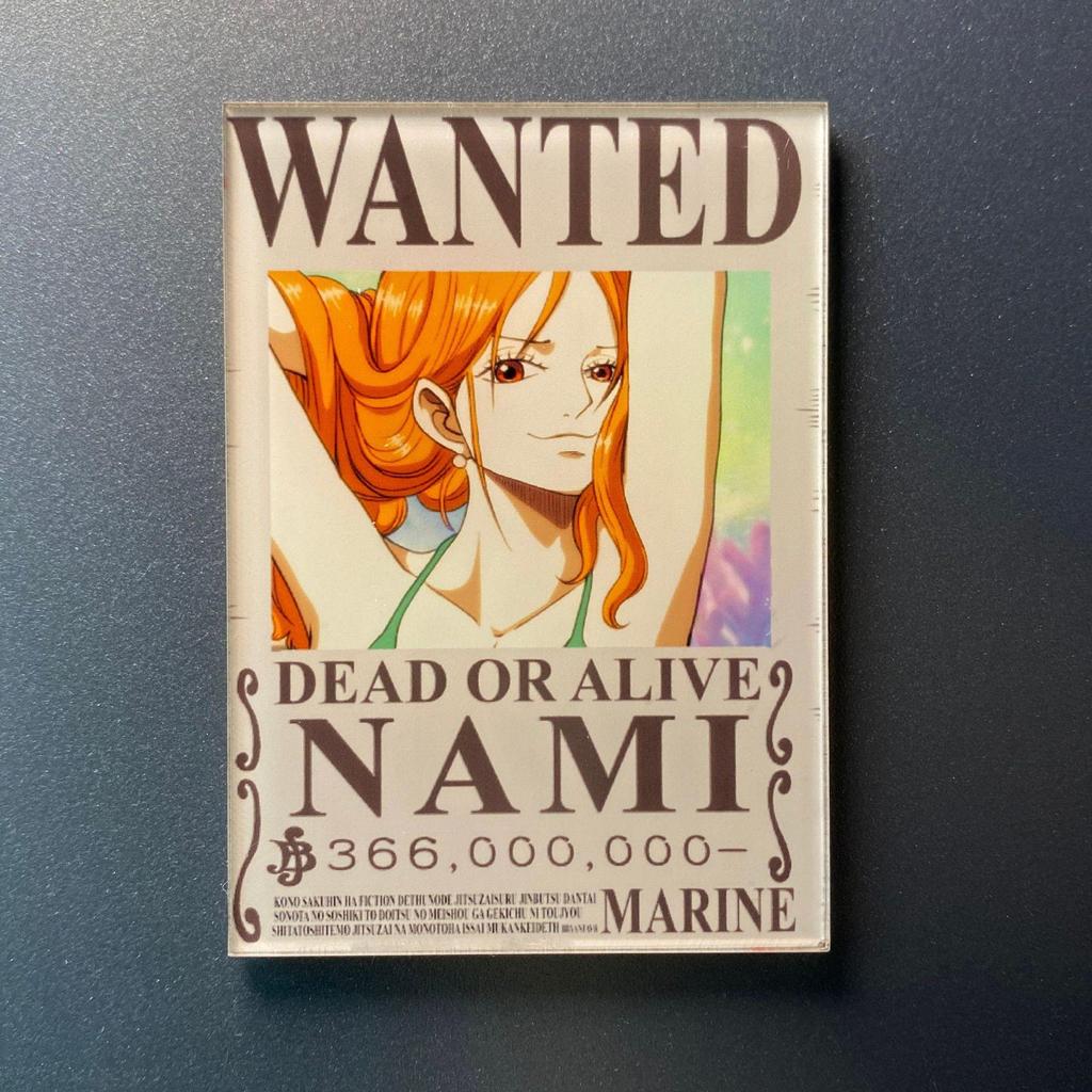 Kreativní magnet s plakátem Wanted z One Piece - Anime Kreslená Dekorace na ledničku & Samolepka na vzkazy