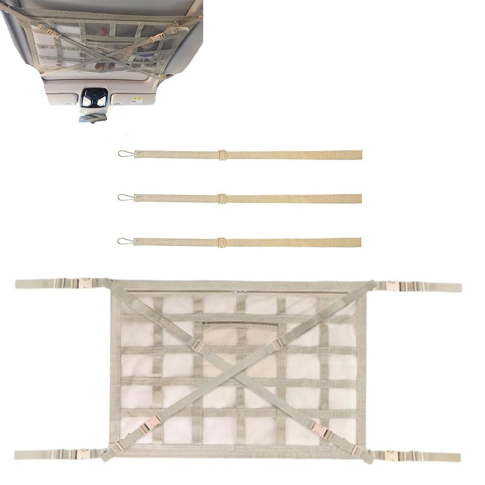 

Автомобильный потолок для хранения багажа Автомобильный потолок для перевозки грузов Легкий грузовой двухместный спальный отсек x дюймов x 65 Сетка, 2-слойный тип, Сетка, Сетка, Установка, Сетка, Молния, бежевый