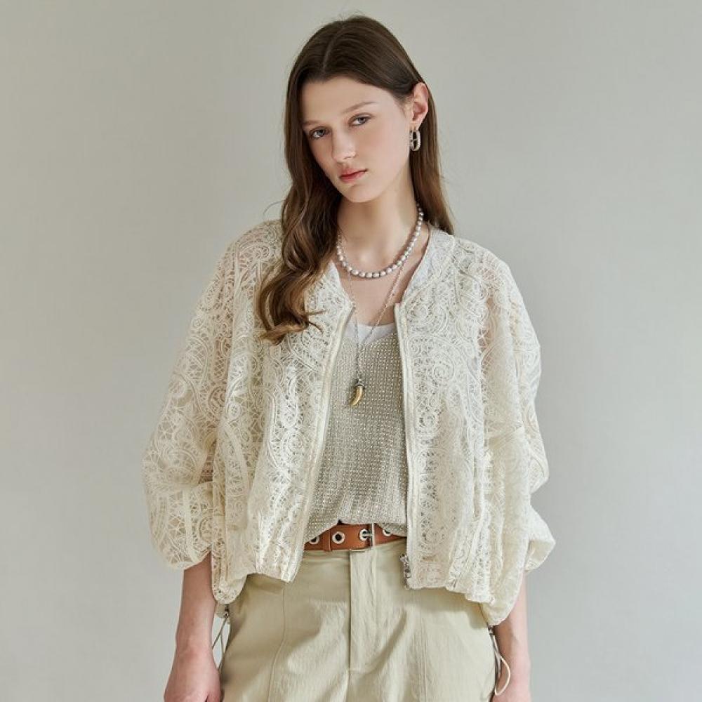 Maxza Paisley Lace Sheer Zip Up Jacket Zf05qj011nh