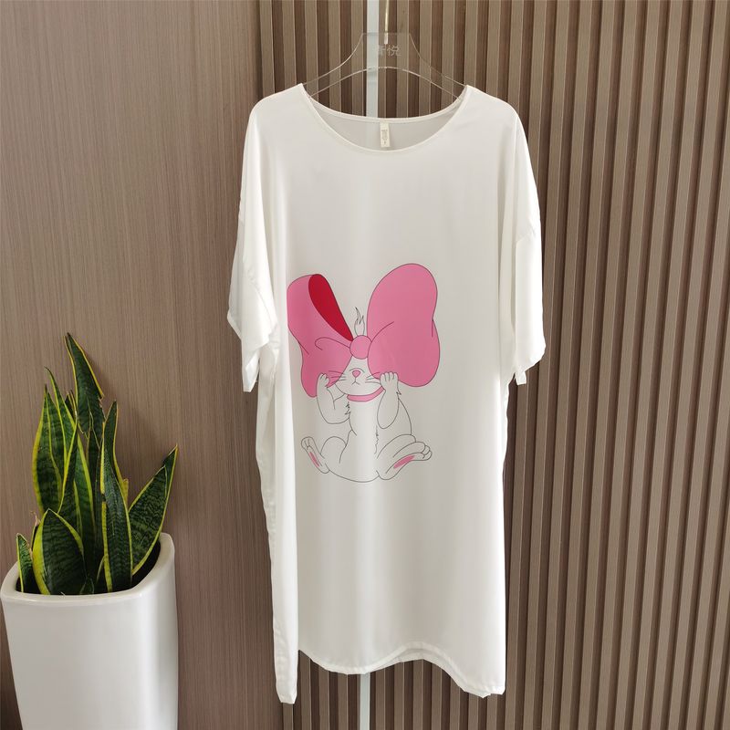 

Brand Pajamas Women s Spring and Autumn New Arrival Silk Minimalist Nightdress Accessible Luxury Home Wear Multi-Color Loose Dress Pure White One size