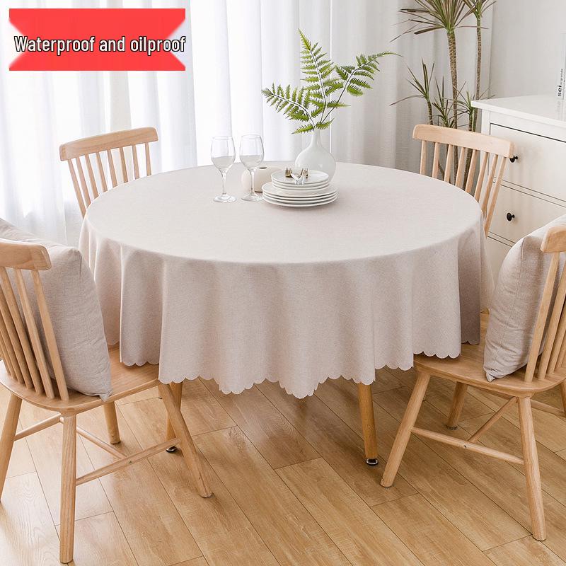 Waterproof Oil-Proof Solid Color Round Tablecloth for Dining, Hotel, and Home