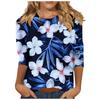 Dámská móda ležérní top s květinovým potiskem se tříčtvrtečním rukávem