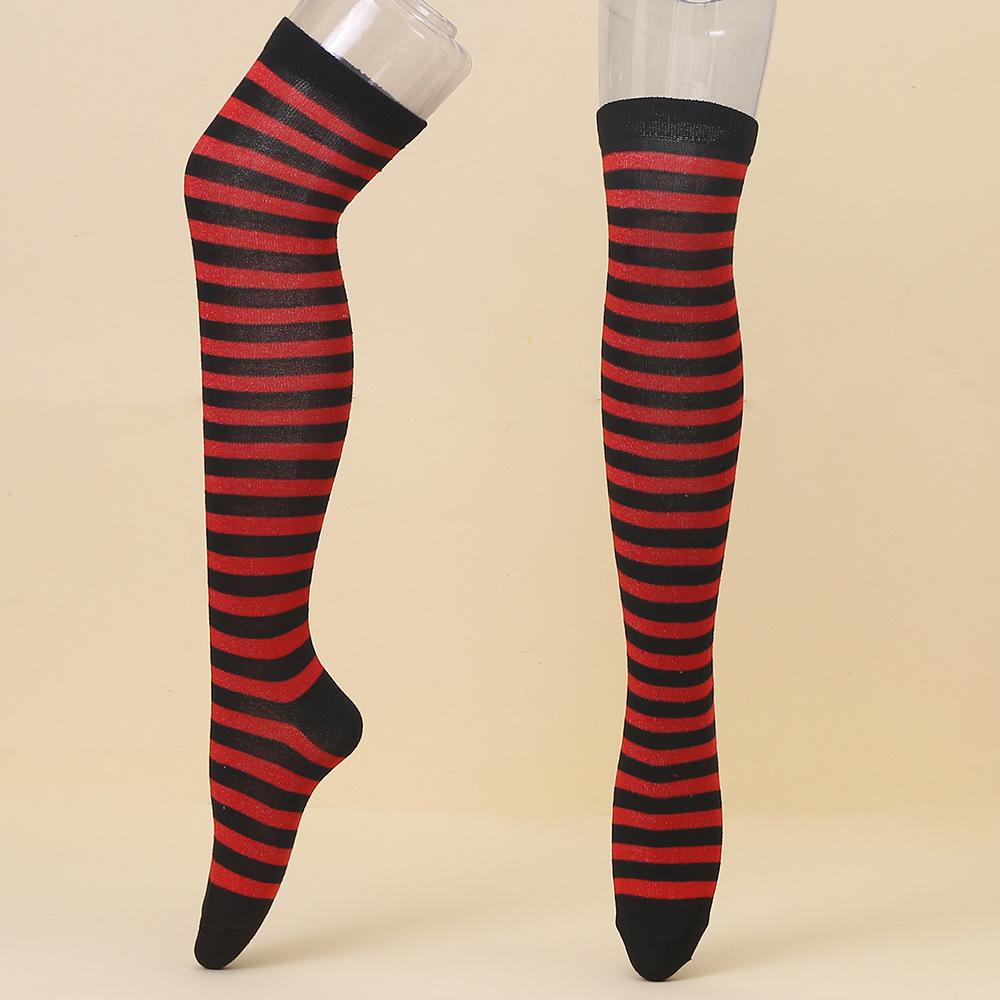 European & American Halloween Christmas Striped Over-the-Knee Socks for Women's Cosplay