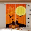 Halloween Horror Atmosphere Decorative Curtains Gothic Style Castle Pumpkin Cartoon Print Curtains Holiday Party Decorative 2PCS